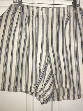 J.Jill Blue and White Striped Linen Shorts